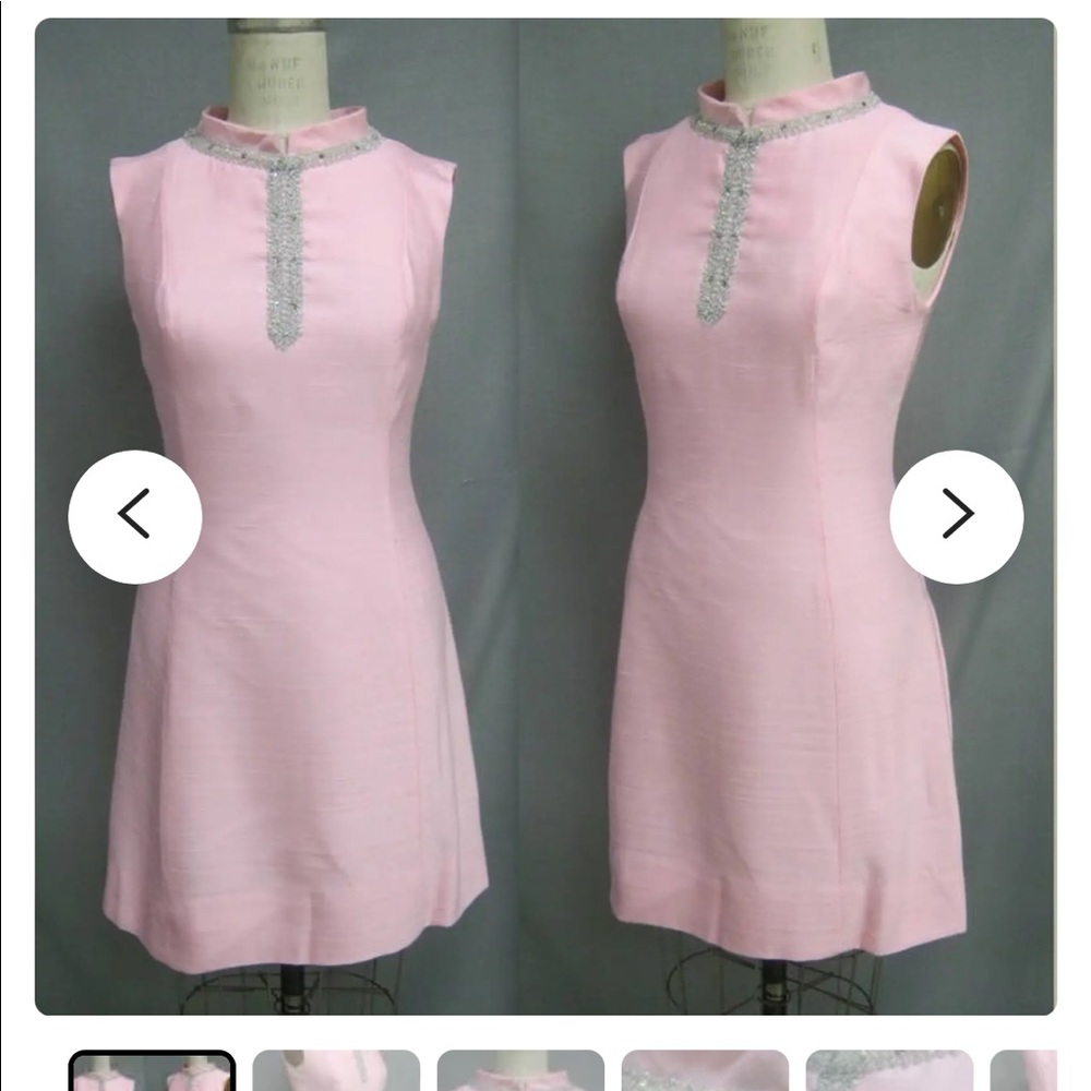 Vintage 60s MOD Era Pink Shantung SHIFT DRESS